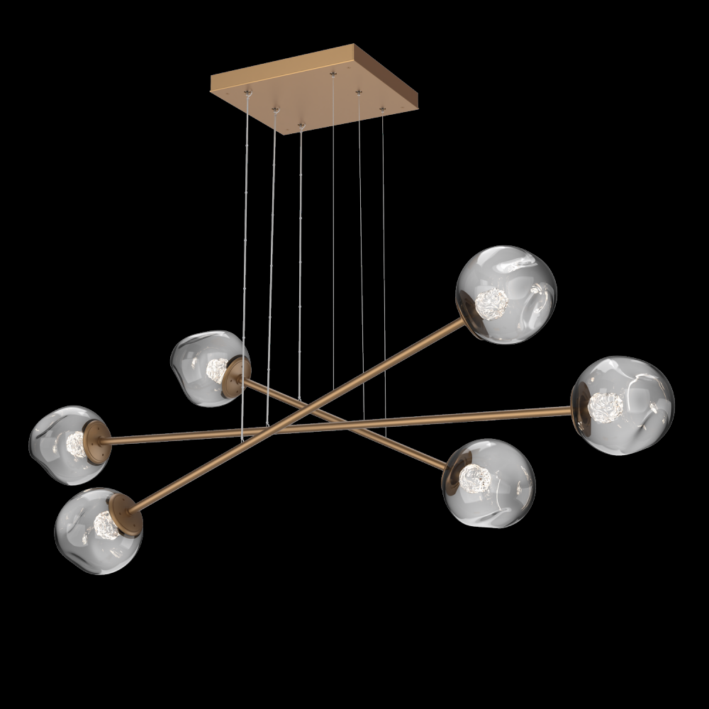 Luna Triple Moda-Novel Brass-Floret Inner - Smoke Outer-Stainless Cable-LED 3000K