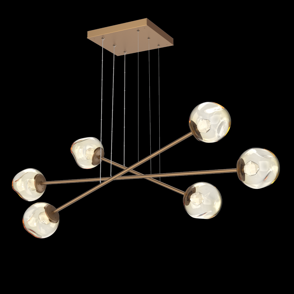 Luna Triple Moda-Novel Brass-Zircon Inner - Amber Outer-Stainless Cable-LED 3000K