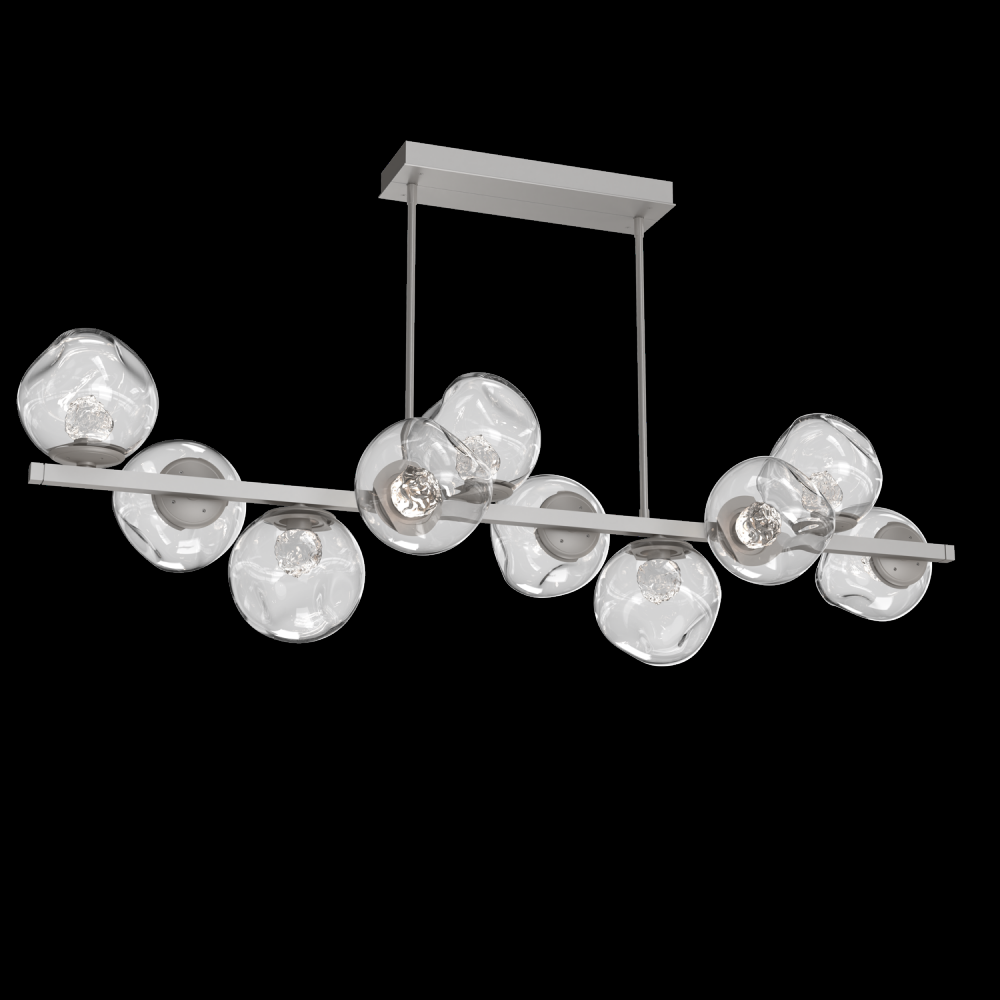 Luna 10pc Twisted Branch-Beige Silver-Floret Inner - Clear Outer-Threaded Rod Suspension-LED 3000K