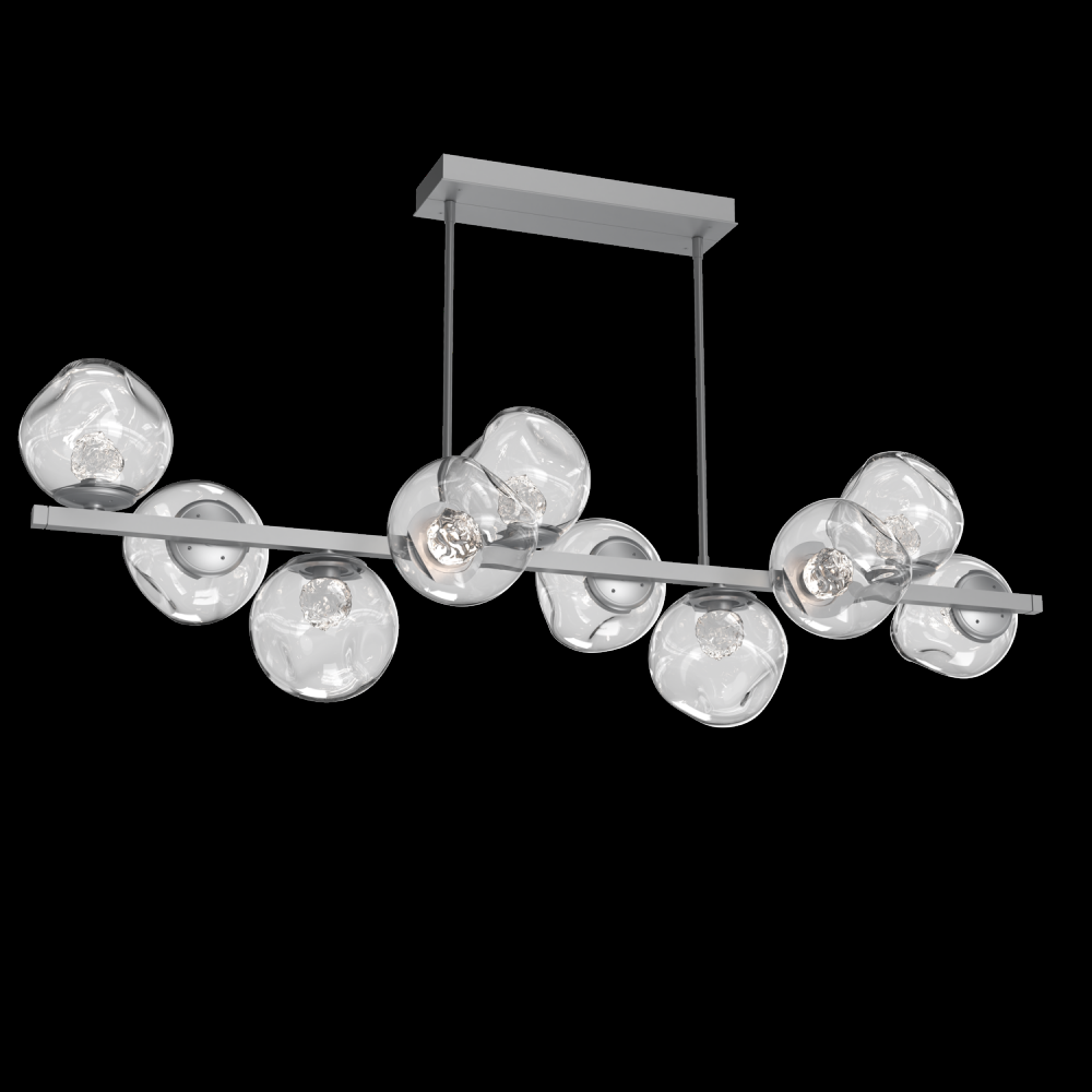 Luna 10pc Twisted Branch-Classic Silver-Floret Inner - Clear Outer-Threaded Rod Suspension-LED 3000K
