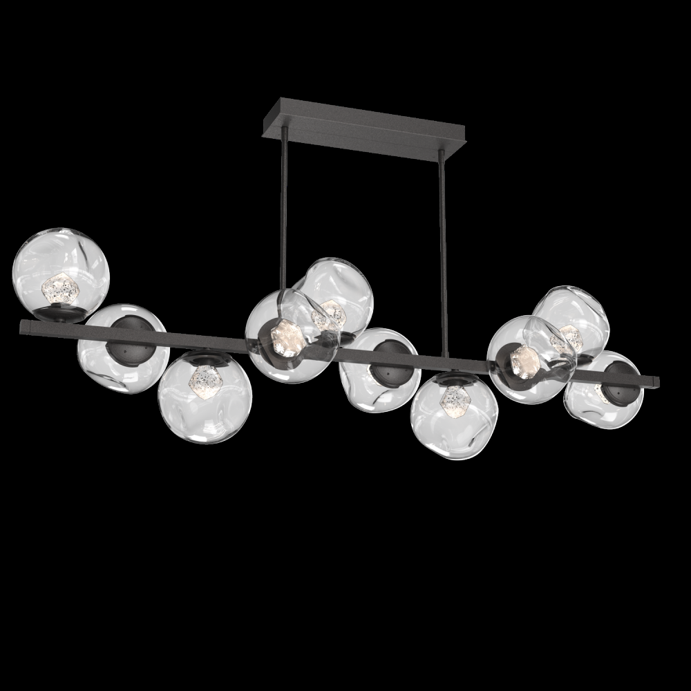 Luna 10pc Twisted Branch-Graphite-Zircon Inner - Clear Outer-Threaded Rod Suspension-LED 3000K