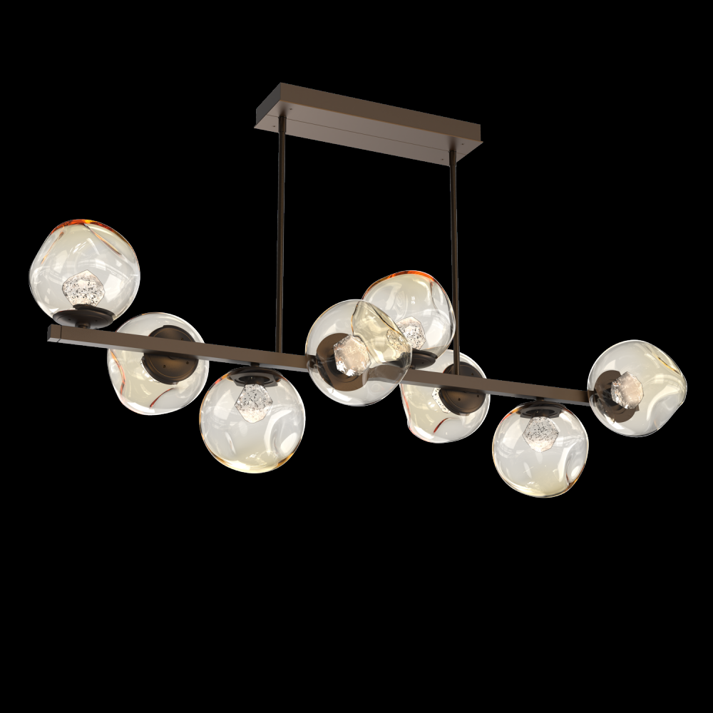 Luna 8pc Twisted Branch-Flat Bronze-Zircon Inner - Amber Outer-Threaded Rod Suspension-LED 3000K