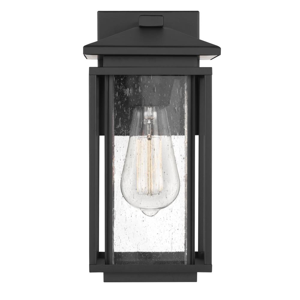 Breckenridge 11 In 1-Light Matte Black Outdoor Wall Sconce With Seeded Glass