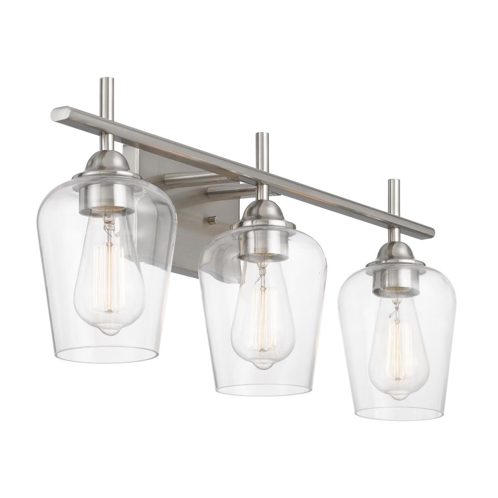 Bacchus 3-Light Brushed Nickel Finish Vanity Light 6.75“ X 24” X 9.75“