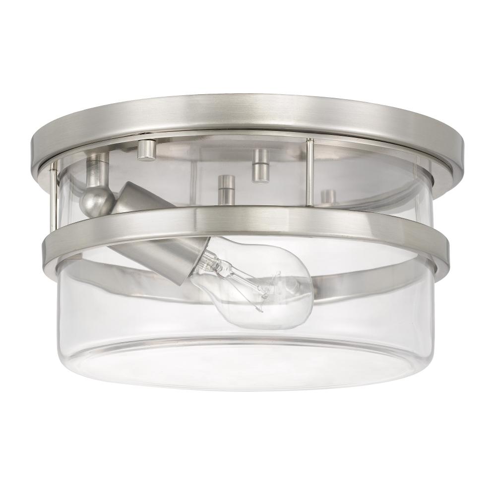 Kenmore 1-Light Brushed Nickel Finish Flush Mount 9.88“ X 9.88” X 5“