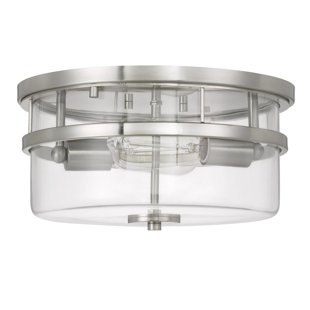 Kenmore 2-Light Brushed Nickel Finish Flush Mount 13“ X 13” X 6.38“