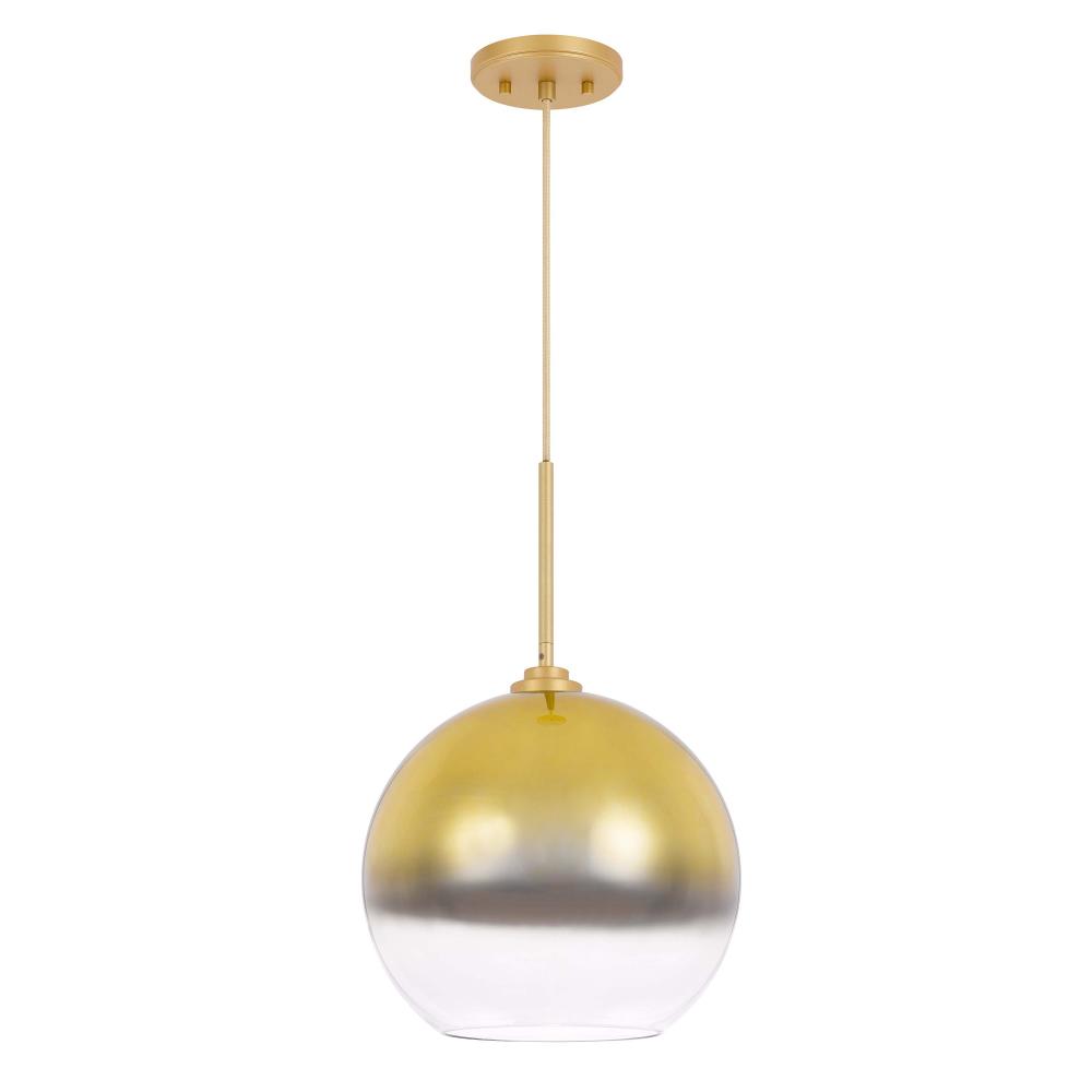 Phantasm II 1-Light Light Gold Finish Champagne Graduated Color Glass Pendant 12“ X 12” X 18“