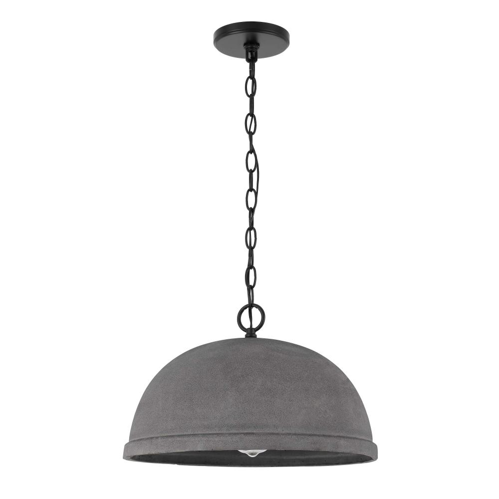 Remington 1-Light Black Finish Concrete Grey Shade Pendant 15.88"D X 10"H