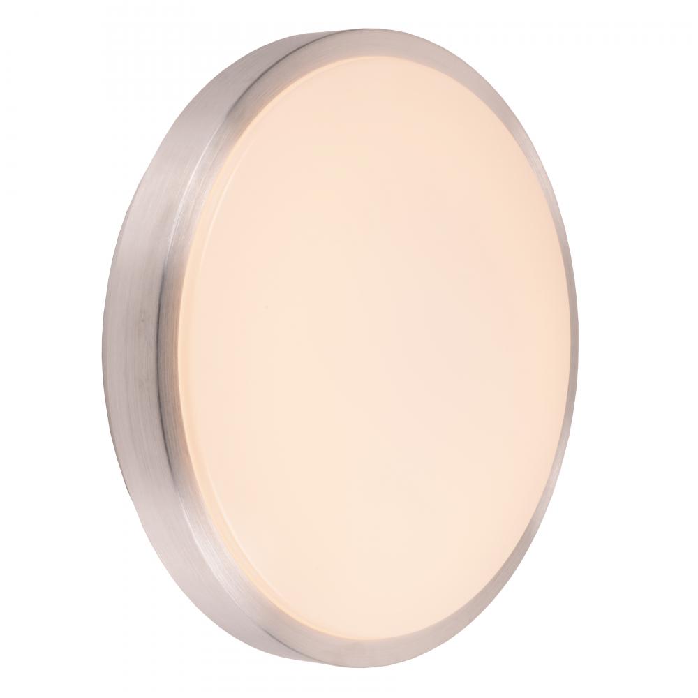 Aperture 24-Watt Brushed Nickel Finish Integrated LEd Circle Wall Sconce / Ceiling Light 16 in. Dia