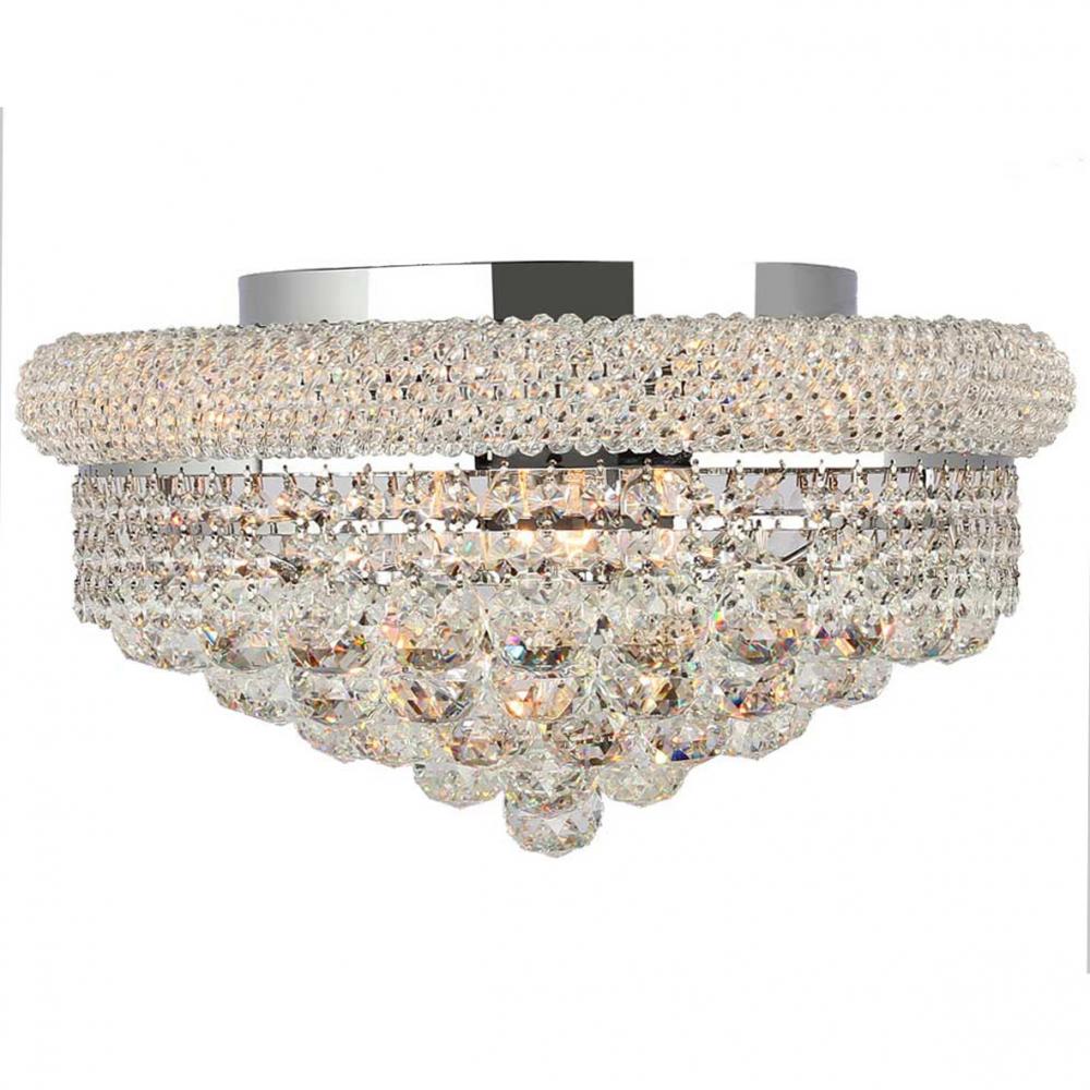 Empire 8-Light Chrome Finish and Clear Crystal Flush Mount Ceiling Light 16 in. Dia x 8 in. H Medium