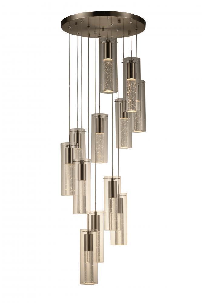 Sprite 54-Watt Matte Nickel Finish Integrated LEd Crystal and Glass Tube Pendant Light 3000K 20 in.