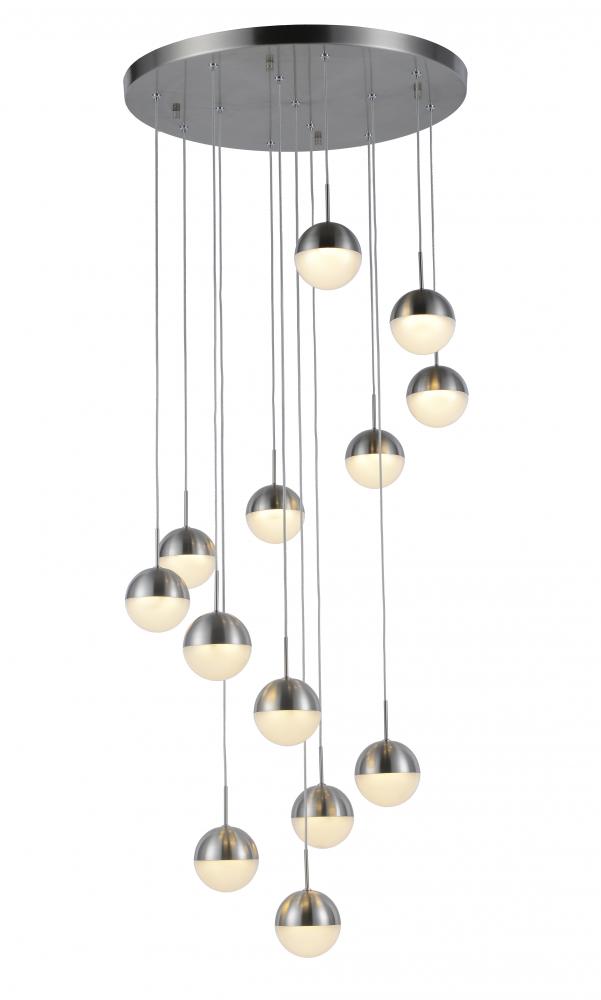 Phantasm 32.5-Watt Matte Nickel Finish Integrated LEd Iced Opal Acrylic Cascade Pendant Light 3000K