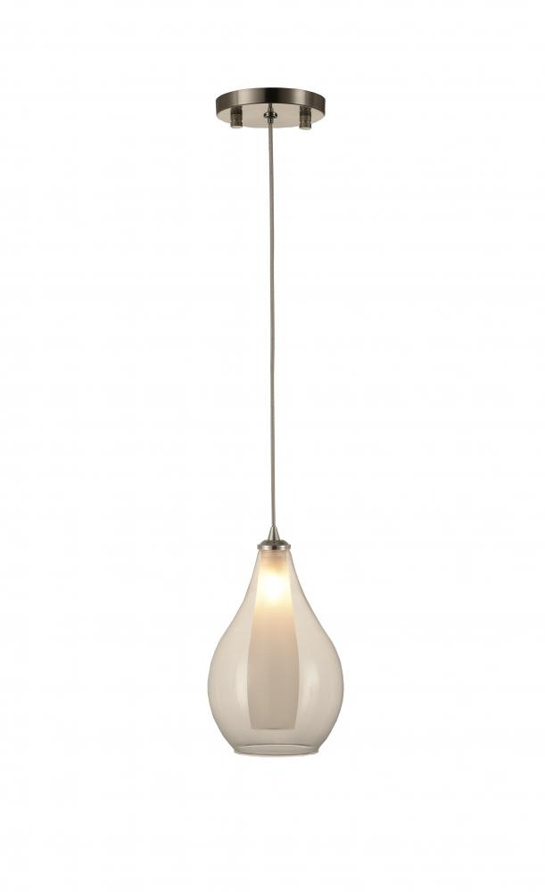 Botella 1 Light Matte Nickel Finish Halogen / LEd Clear Glass Mini Pendant Ceiling Light 5" d x 