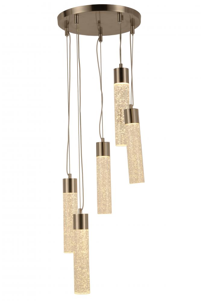 Sprite 30-Watt Matte Nickel Finish Integrated LEd Crystal and Glass Cascade Pendant Light 3000K 14 i