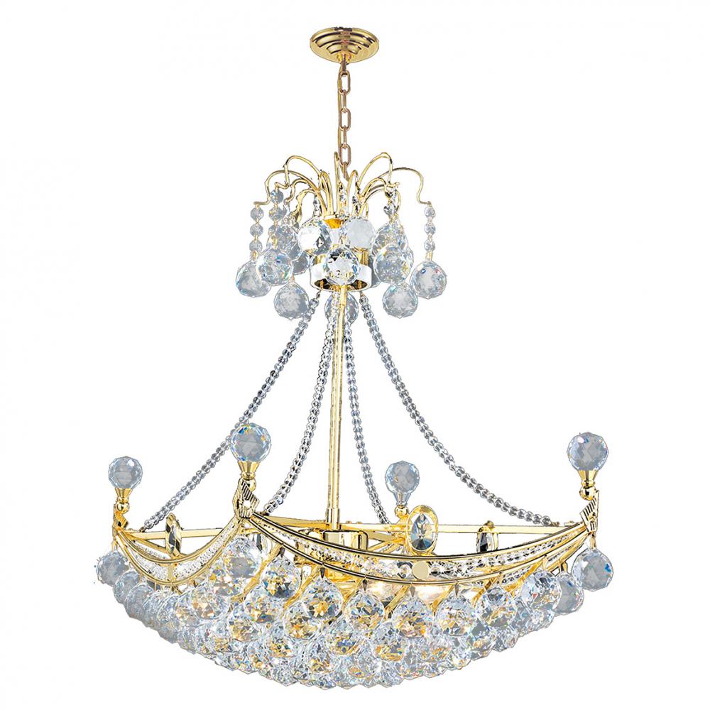 Empire 6-Light Gold Finish and Clear Crystal Umbrella Chandelier 24 in. L x 14 in. W x 18 in. H Oblo