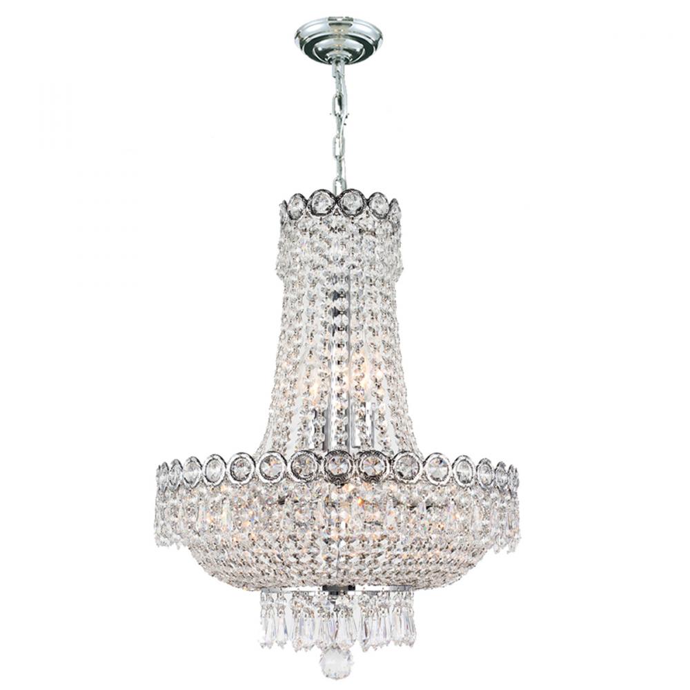 Empire 8-Light Chrome Finish and Clear Crystal Chandelier 16 in. Dia x 20 in. H Round Mini