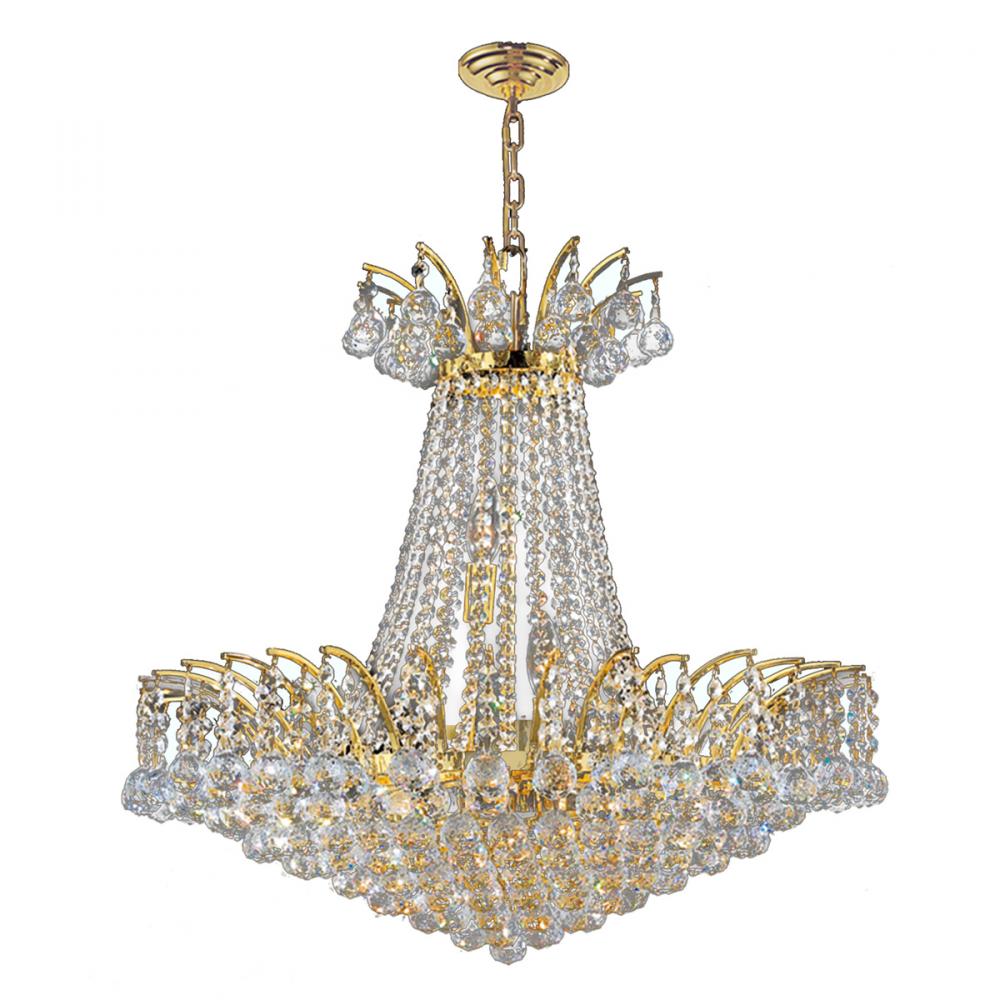 Empire 11-Light Gold Finish and Clear Crystal Chandelier 24 in. Dia x 24 in. H Round Large