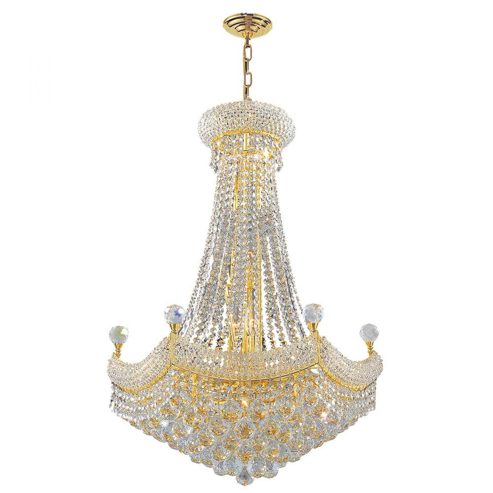 Empire 15-Light Gold Finish and Clear Crystal Chandelier 24 in. Dia x 32 in. H