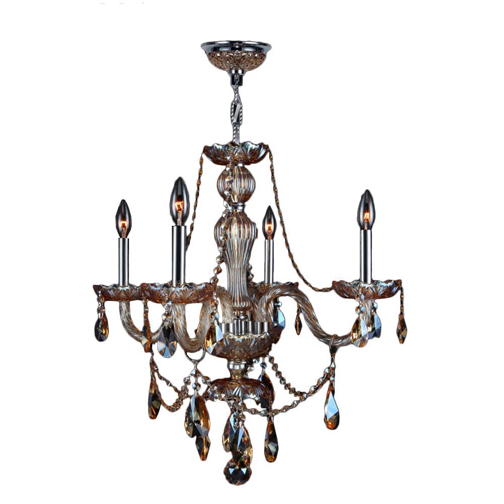 Provence Collection 4 Light Chrome Finish and Amber Crystal Chandelier 23" D x 25" H Medium