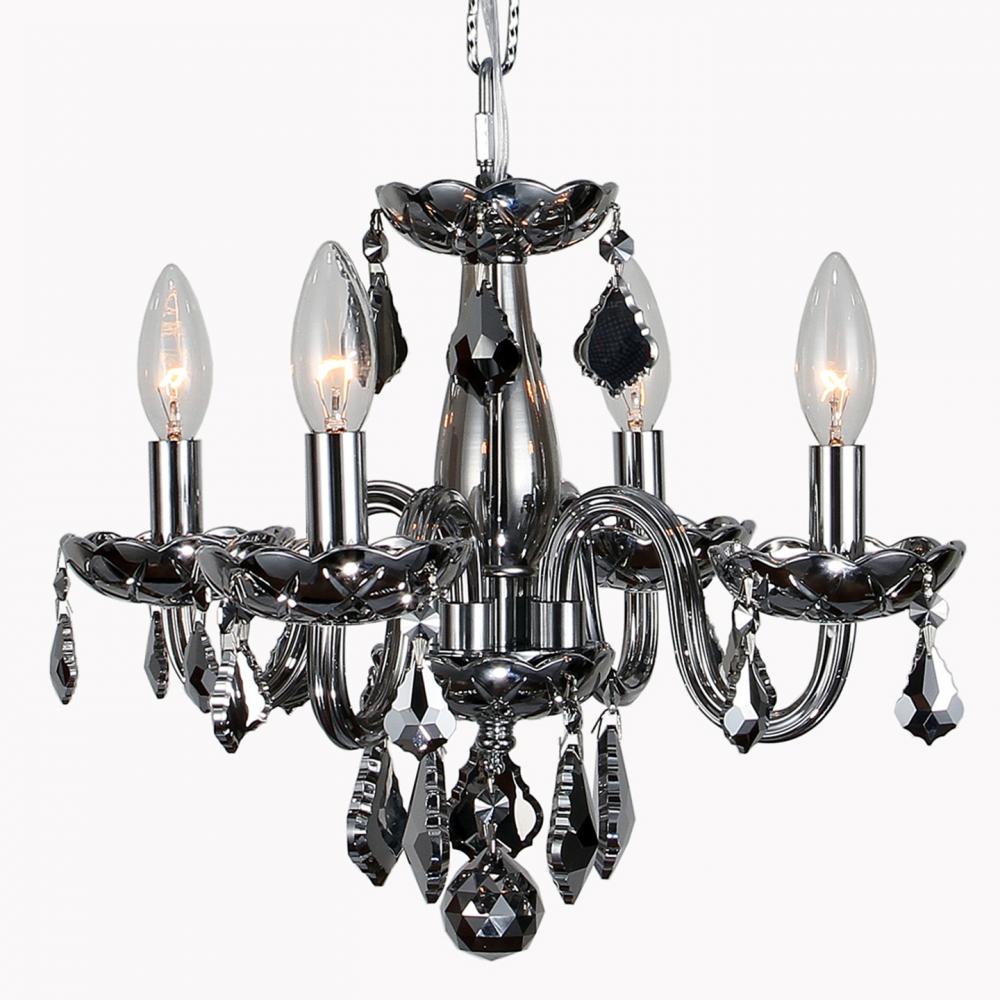 Clarion 4-Light Chrome Finish and Chrome Crystal Chandelier 16 in. Dia x 12 in. H Mini