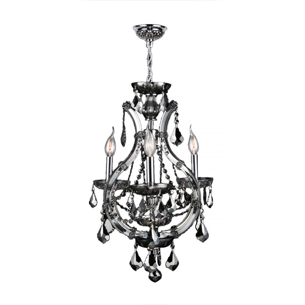 Lyre Collection 4 Light Chrome Finish and Smoke Crystal Chandelier 16" D x 28" H Mini