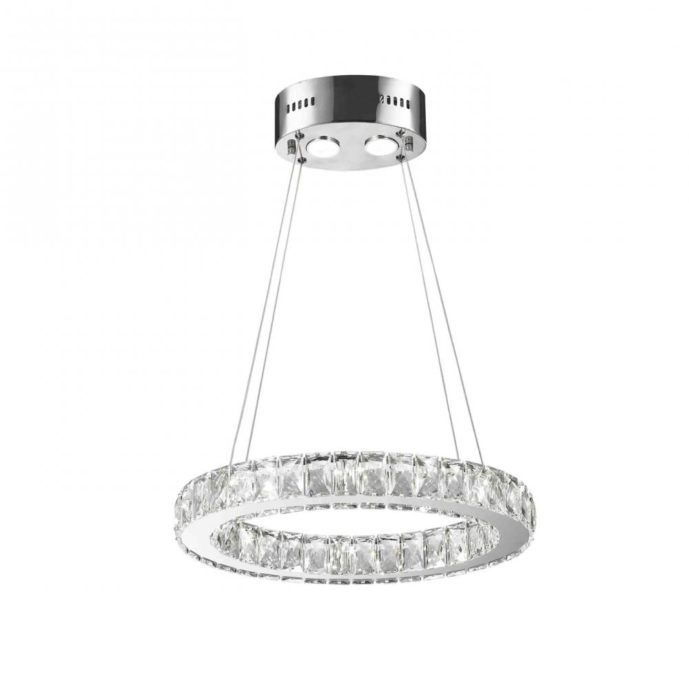 Galaxy 10 Integrated LEd Light Chrome Finish diamond Cut Crystal Oval Ring Chandelier 6000K 18 in. L