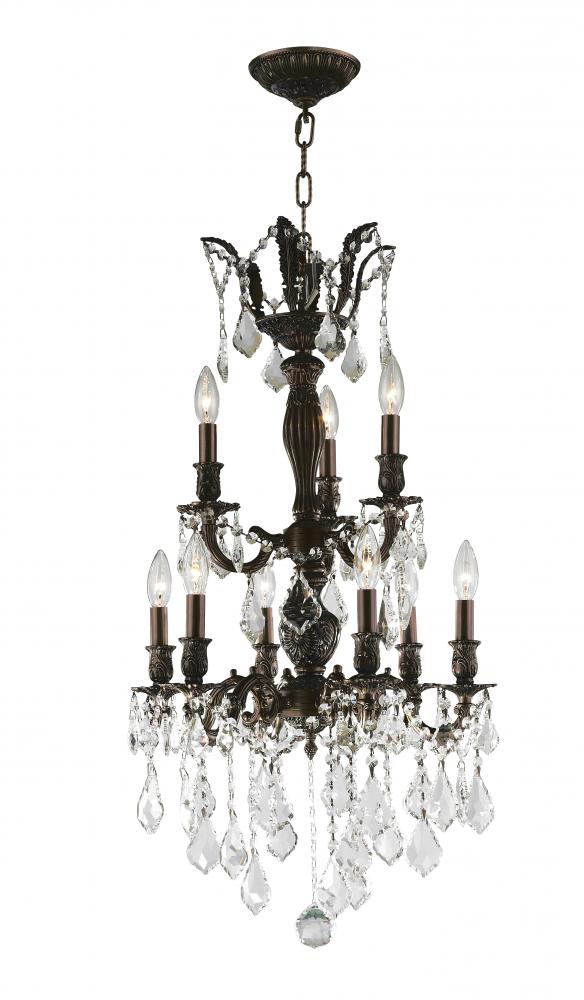 Versailles 9-Light dark Bronze Finish and Clear Crystal Chandelier 19 in. Dia x 33 in. H Medium