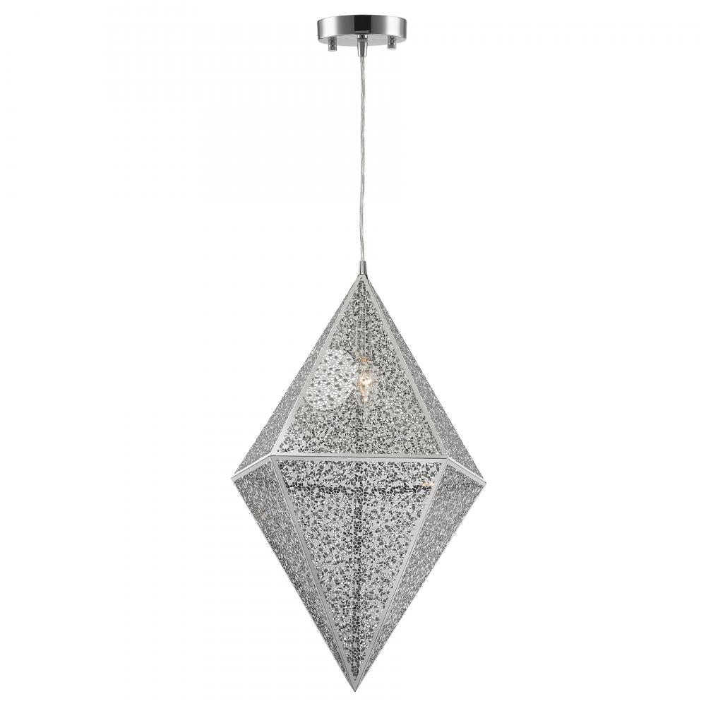 Geometrics 1-Light Chrome Finish Finish Stainless Steel Pendant Light 14 in. Dia x 22 in. H Small