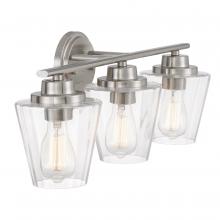 Worldwide Lighting Corp E20009-005 - Apollo 3-Light Brushed Nickel Finish Vanity Light 7.25“ X 24.88” X 7.88“