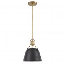 Worldwide Lighting Corp E80011-010 - Helmut 1-Light Vintage Brass Black Shade Pendant 10“ X 10” X 12“