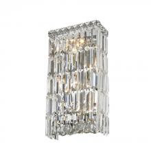 Worldwide Lighting Corp W23522C8 - Cascade 4-Light Chrome Finish Crystal Rectangular Wall Sconce Light 8 in. W x 16 in. H Small ADA