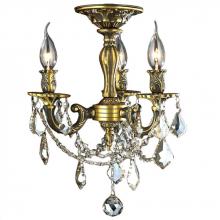 Worldwide Lighting Corp W33302BP13-GT - Windsor 3-Light Antique Bronze Finish and Golden Teak Crystal Semi Flush Mount Ceiling Light 13 in. 