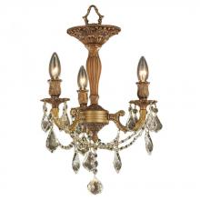 Worldwide Lighting Corp W33302FG13-GT - Windsor 3-Light French Gold Finish and Golden Teak Crystal Semi Flush Mount Ceiling Light 13 in. Dia