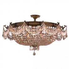 Worldwide Lighting Corp W33354B36-GT - Winchester 12-Light Antique Bronze Finish and Golden Teak Crystal Semi Flush Mount Ceiling Light 36 