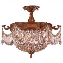 Worldwide Lighting Corp W33354FG20-GT - Winchester 3-Light French Gold Finish and Golden Teak Crystal Semi Flush Mount Ceiling Light 20 in. 