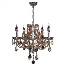 Worldwide Lighting Corp W83116C19-AM - Lyre Collection 5 Light Chrome Finish and Amber Crystal Chandelier 19" D x 18" H Medium