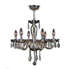 Worldwide Lighting Corp W83128C22-GT - Gatsby Collection 6 Light Chrome Finish and Golden Teak Blown Glass Chandelier 22" D x 19" H