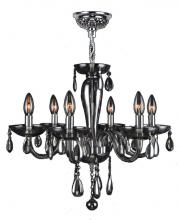 Worldwide Lighting Corp W83128C22-SM - Gatsby Collection 6 Light Chrome Finish and Smoke Blown Glass Chandelier 22" D x 19" H Mediu