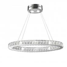 Worldwide Lighting Corp W83147KC28-3500K - Galaxy 12 Integrated LEd Light Chrome Finish diamond Cut Crystal Oval Ring Chandelier 3500K 28 in. L