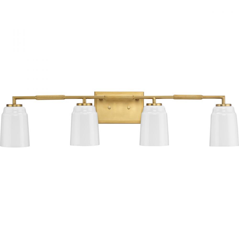 Spenser Collection Four-Light Brushed Gold Industrial Vanity Light