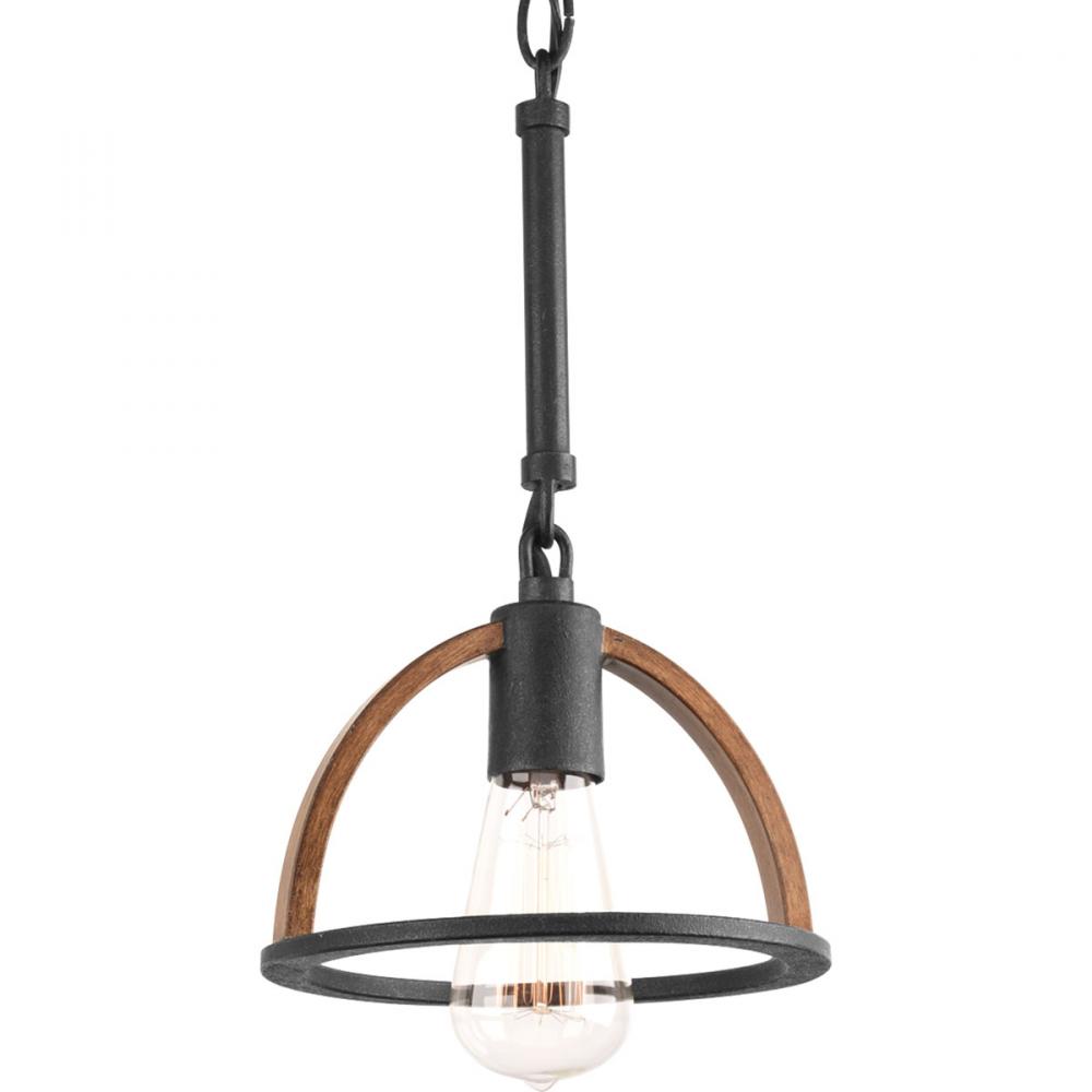 Trestle Collection One-Light Gilded Iron Farmhouse Mini-Pendant Light