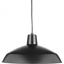 Progress P5094-31 - Metal Shade Collection One-Light Matte Black Spun Metal Shade Farmhouse Pendant Light