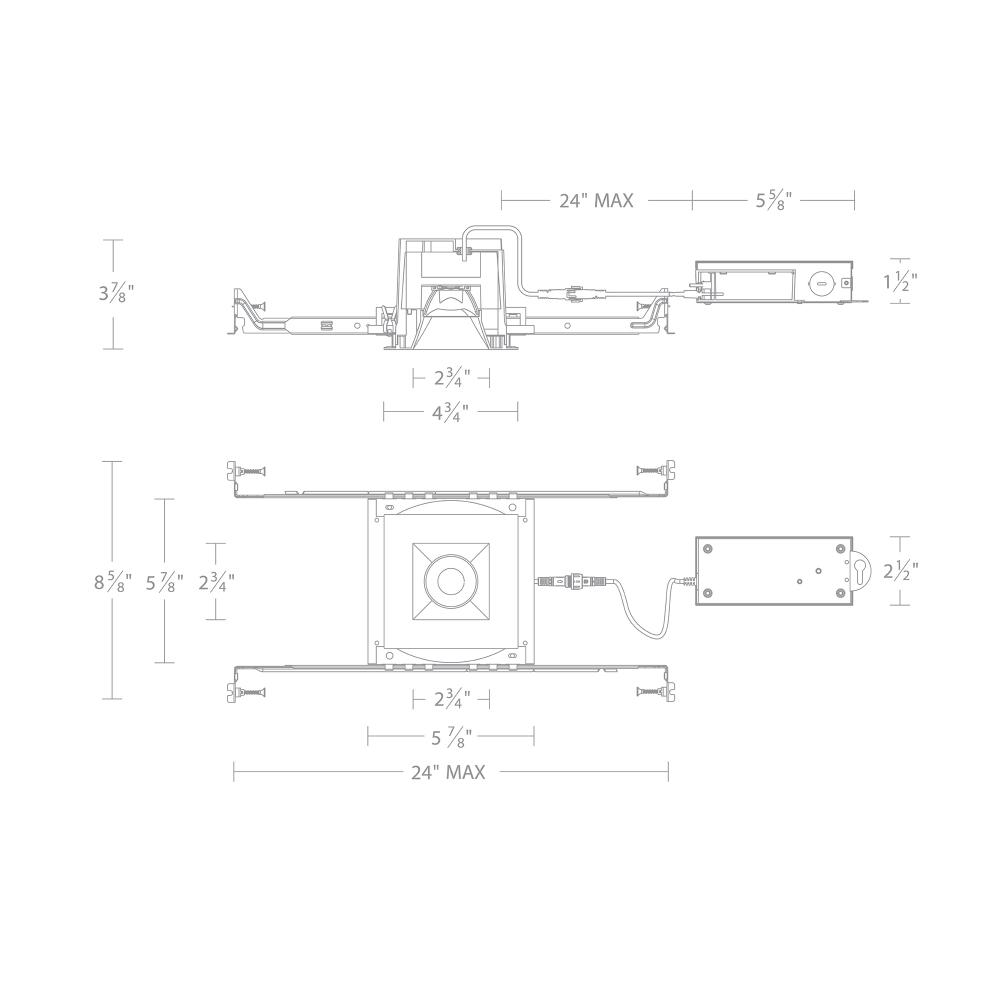 Ocular 3.0 5CCT Square Donwlight Trim and Remodel Housing with New Construction Frame-In Kit and D