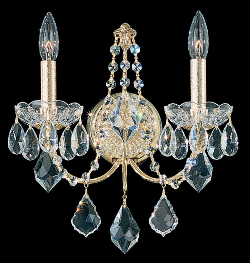 Century 2 Light 120V Wall Sconce in Heirloom Gold with Heritage Handcut Crystal