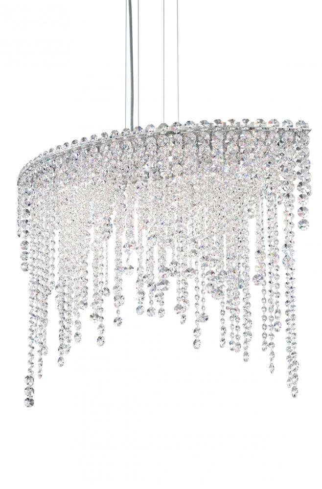 Chantant 6 Light 120V Linear Pendant in Polished Stainless Steel with Clear Radiance Crystal