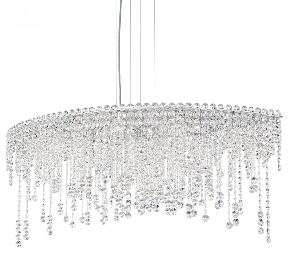 Chantant 8 Light 120V Linear Pendant in Polished Stainless Steel with Clear Radiance Crystal