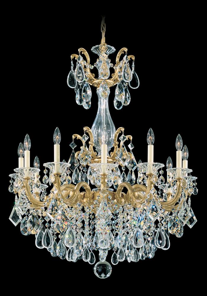 La Scala 12 Light 120V Chandelier in Parchment Gold with Clear Crystals from Swarovski