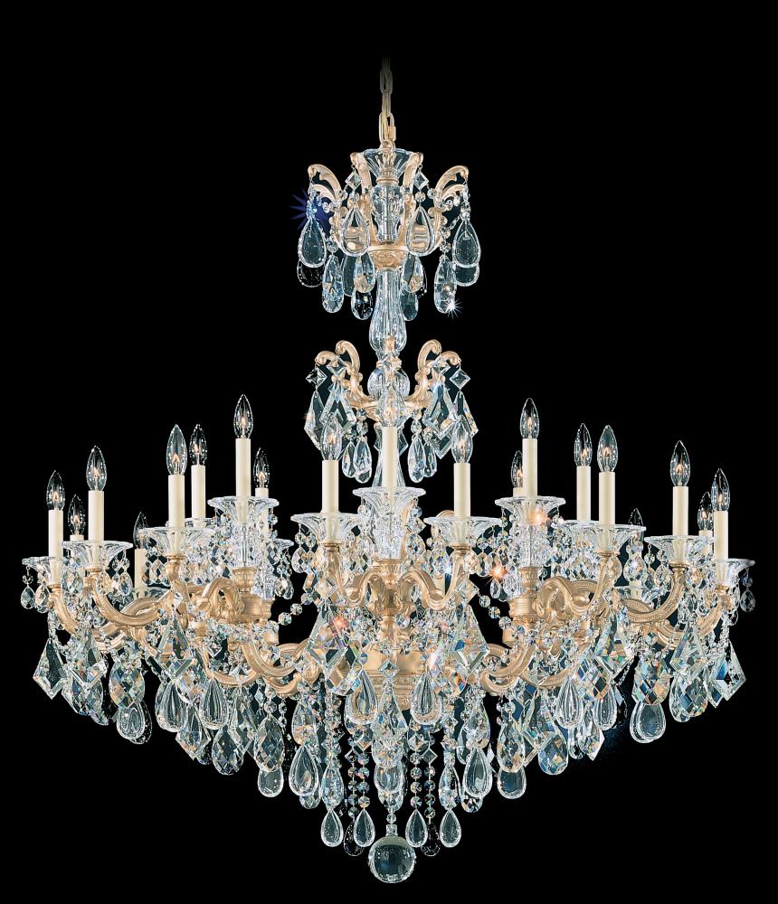 La Scala 24 Light 120V Chandelier in Etruscan Gold with Clear Crystals from Swarovski