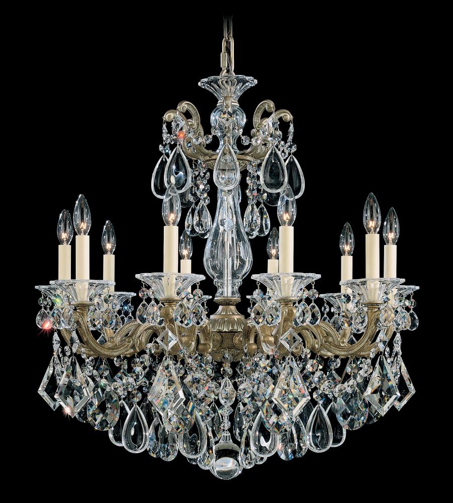 La Scala 10 Light 120V Chandelier in Etruscan Gold with Clear Crystals from Swarovski