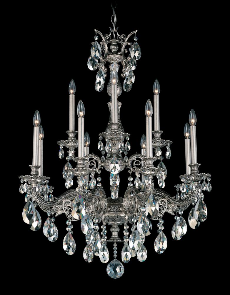 Milano 12 Light 120V Chandelier in Etruscan Gold with Clear Radiance Crystal